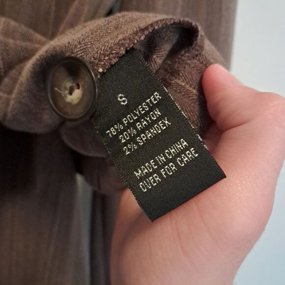 Vtg Y2K Iz Byer Suit Set Women's 7 & Small Brown Striped Office Siren Career - Picture 4 of 16
